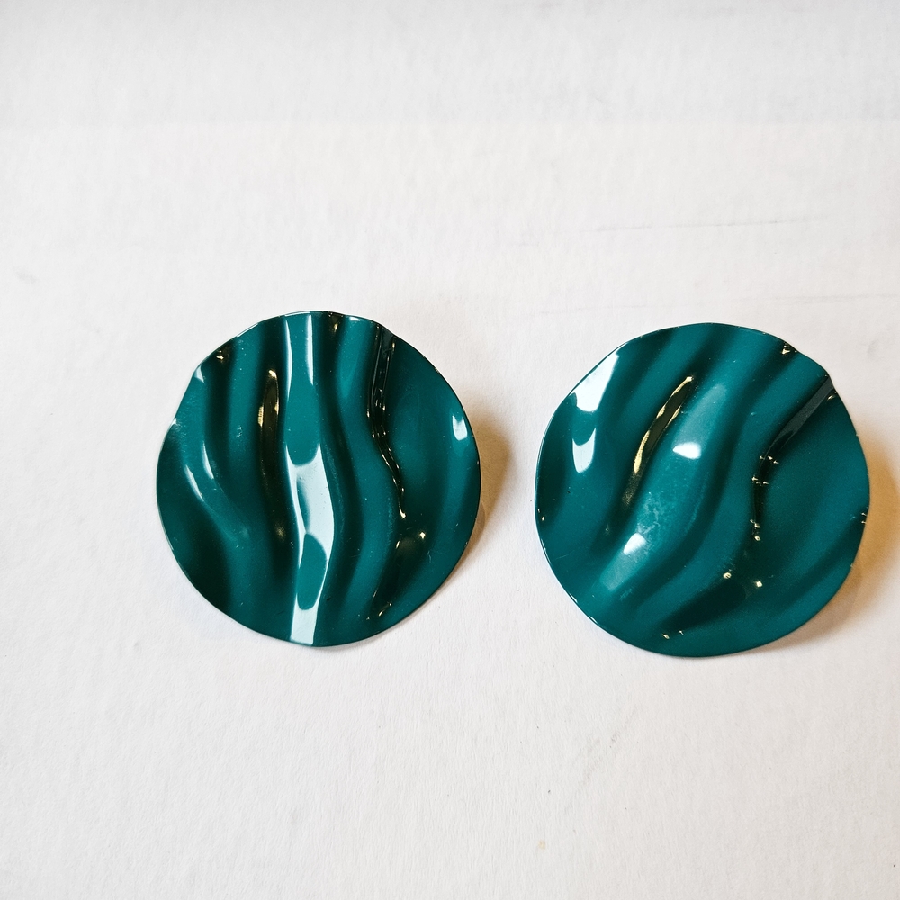 Teal Wave Statement Earrings
